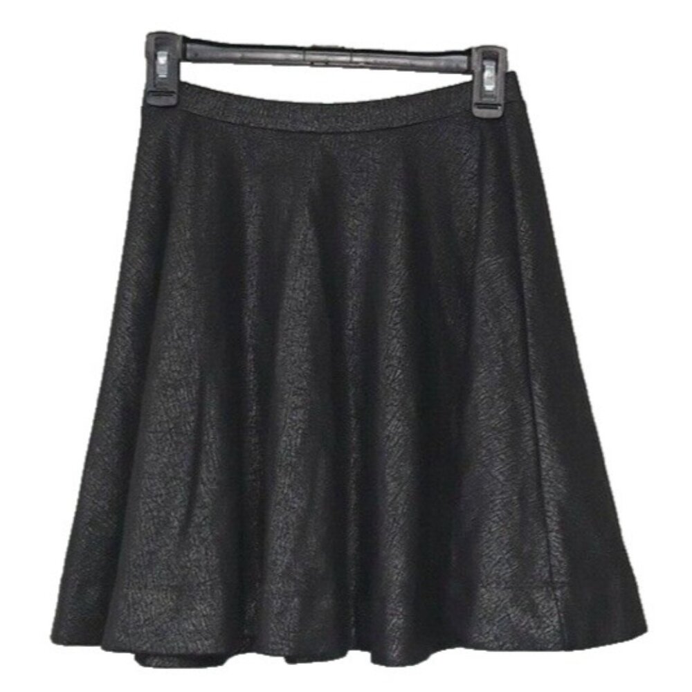 Express Womens Fit And Flare Mini Skirt XS Black Metallic Pull On Coquette‎ Goth